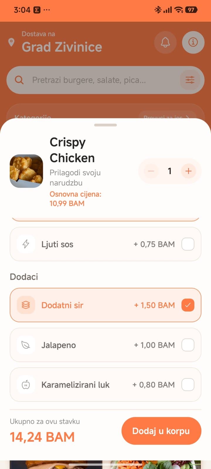 Fast food narudzbe native mobilna aplikacija Slika 2