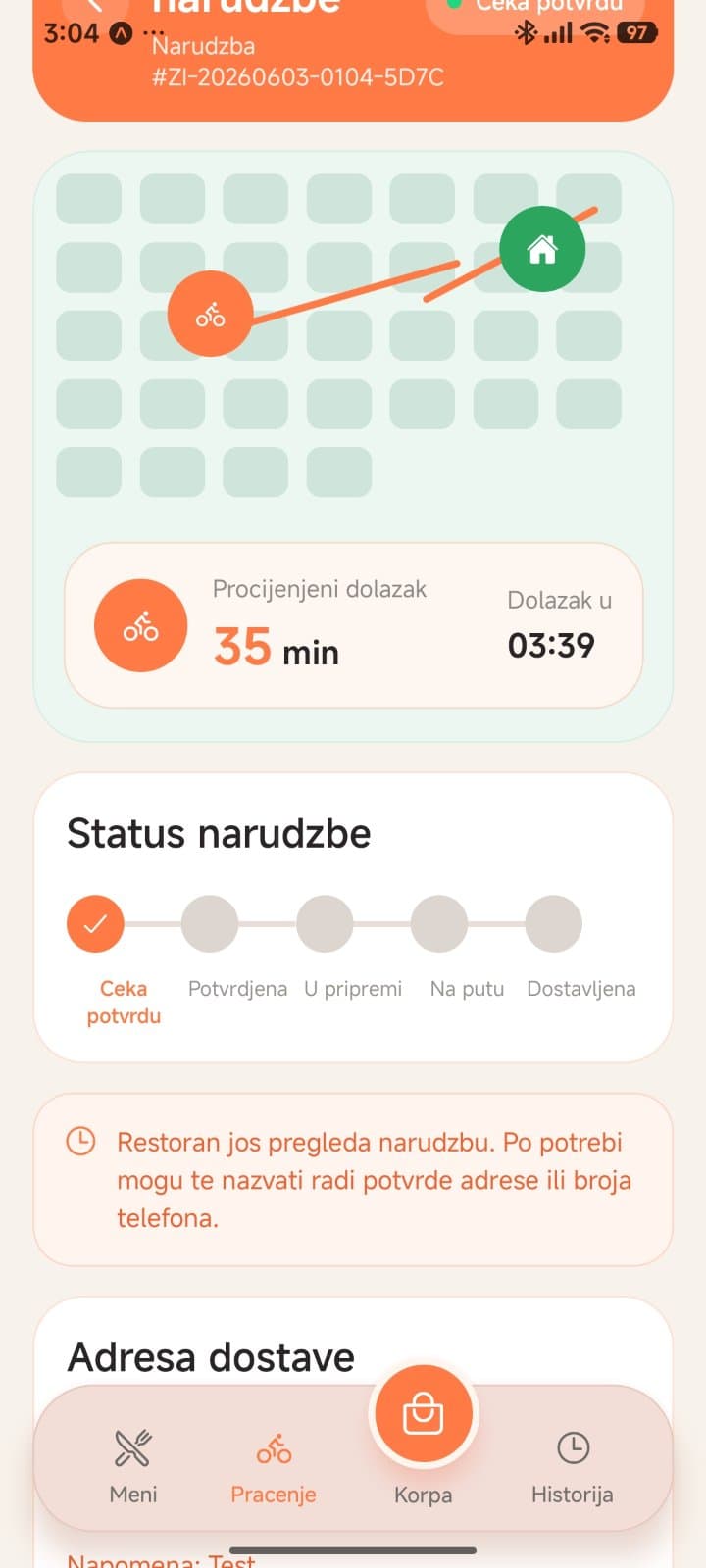 Fast food narudzbe native mobilna aplikacija Slika 4