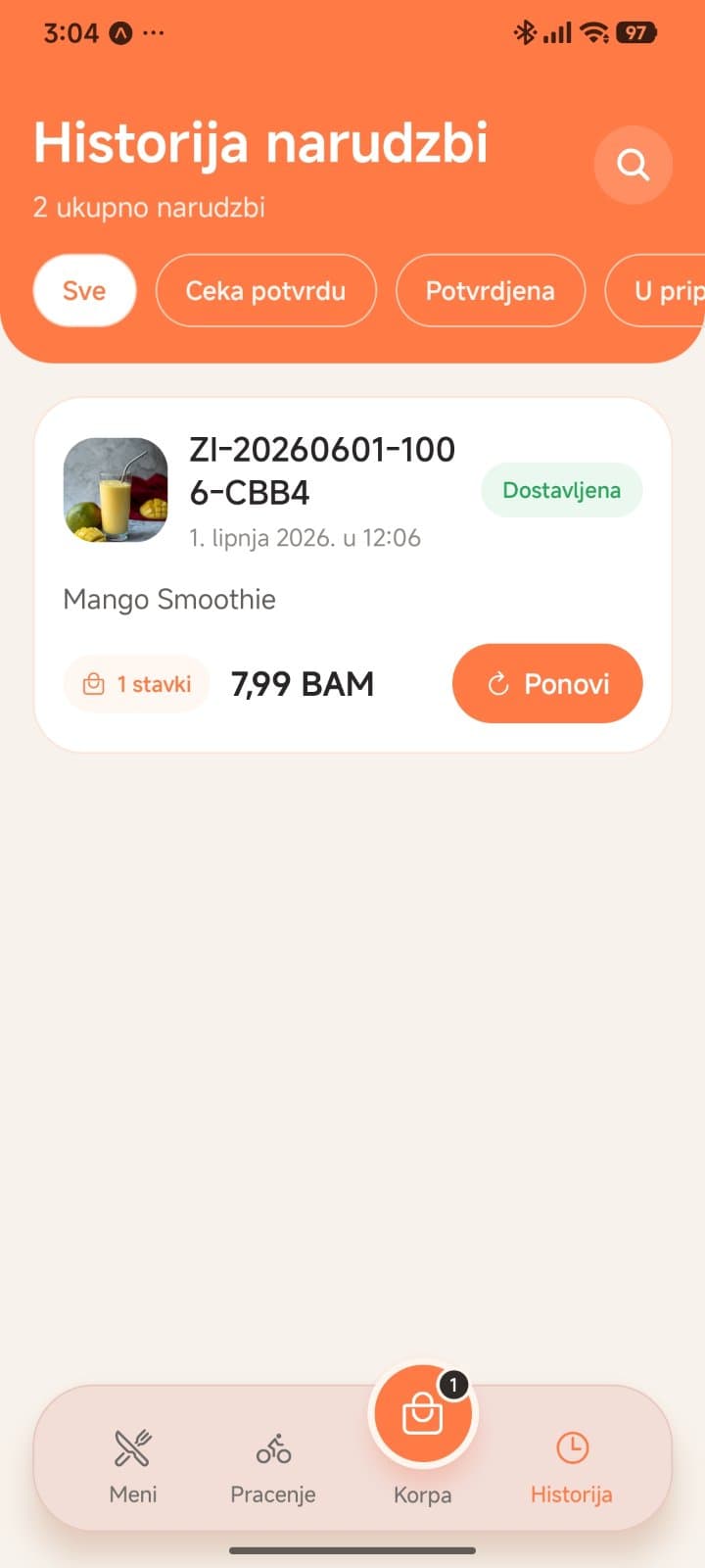 Fast food narudzbe native mobilna aplikacija Slika 5