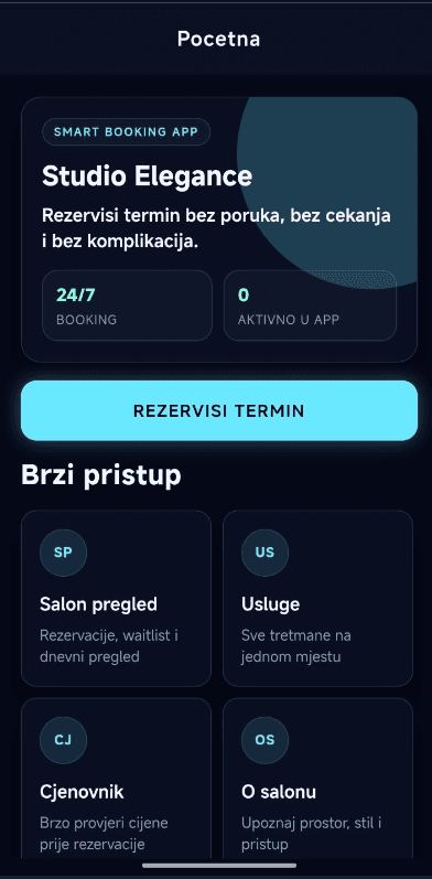 Frizerski salon rezervacije web i mobilne aplikacije