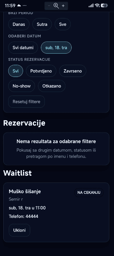 Frizerski salon rezervacije web i mobilne aplikacije pregled 6
